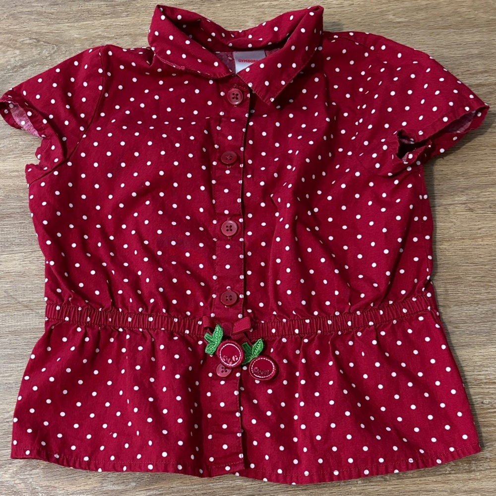 🟡Gymboree Red Polka Dot Kids Button Down Shirt